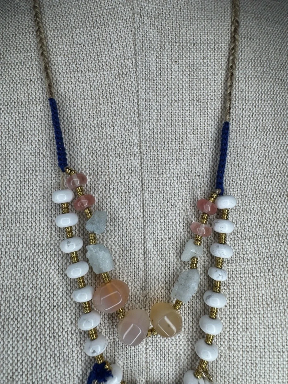 Ariana Ost for Free People Layered Gemstone Pearl Statement Necklace Boho